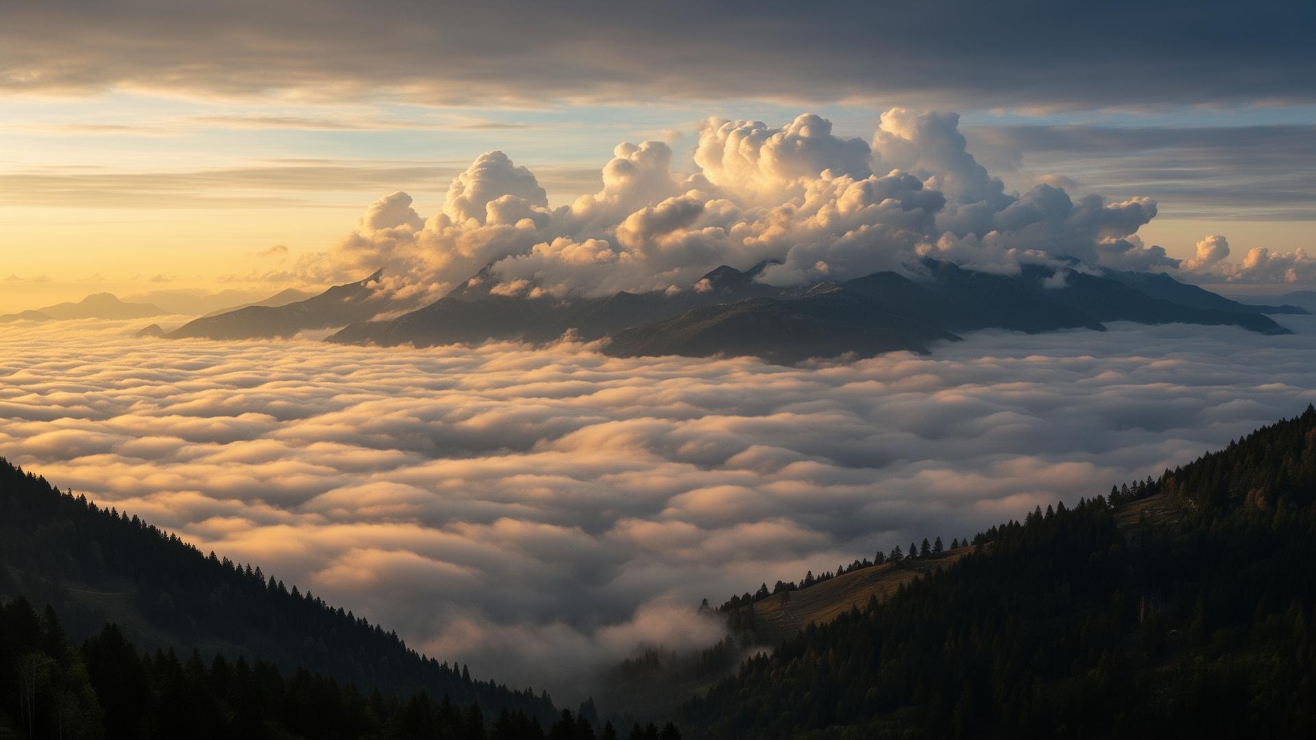 Nuvens sobre montanhas